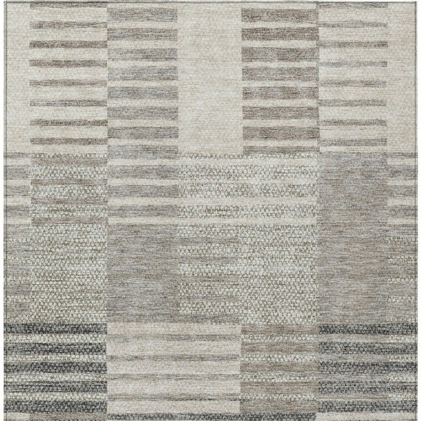 Homeroots 3' Stylish Striped Washable Area Rug For Indoor Or Outdoor Use - Durable, Easy To Clean Design Beige Polyester 613151