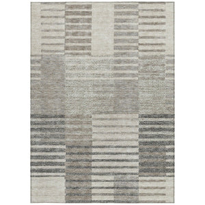 HomeRoots 5' Striped Area Rug - Washable, Durable, and Versatile for Indoor or Outdoor Spaces with Timeless Style 5' X 8' 613152