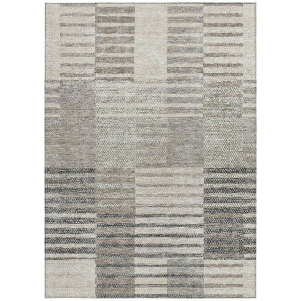 HomeRoots 5' Striped Area Rug - Washable, Durable, and Versatile for Indoor or Outdoor Spaces with Timeless Style 5' X 8' 613152