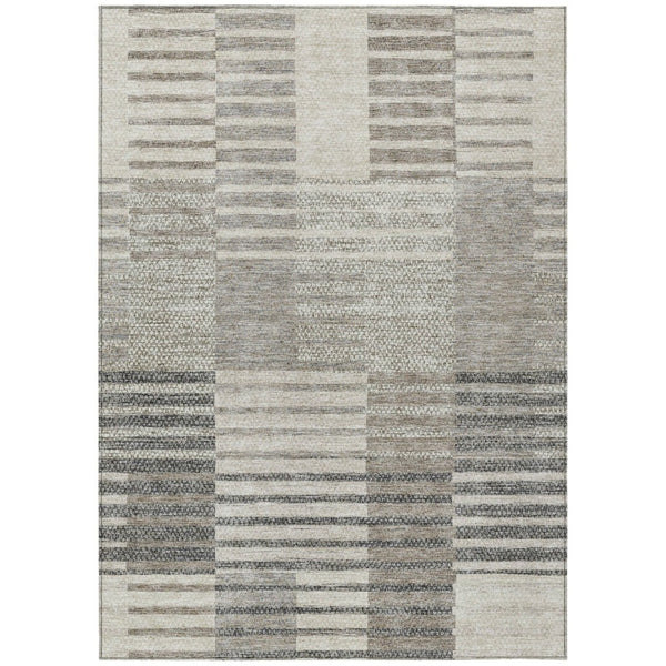 HomeRoots 5' Striped Area Rug - Washable, Durable, and Versatile for Indoor or Outdoor Spaces with Timeless Style 5' X 8' 613152