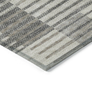 HomeRoots 5' Striped Area Rug - Washable, Durable, and Versatile for Indoor or Outdoor Spaces with Timeless Style 5' X 8' 613152