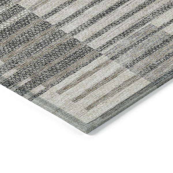 HomeRoots 5' Striped Area Rug - Washable, Durable, and Versatile for Indoor or Outdoor Spaces with Timeless Style 5' X 8' 613152