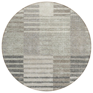HomeRoots 5' Striped Area Rug - Washable, Durable, and Versatile for Indoor or Outdoor Spaces with Timeless Style 8' Round 613153