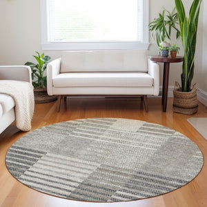 Homeroots 3' Stylish Striped Washable Area Rug For Indoor Or Outdoor Use - Durable, Easy To Clean Design Beige Polyester 613153