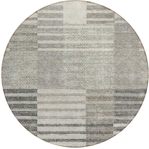 Homeroots 3' Stylish Striped Washable Area Rug For Indoor Or Outdoor Use - Durable, Easy To Clean Design Beige Polyester 613153