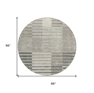 Homeroots 3' Stylish Striped Washable Area Rug For Indoor Or Outdoor Use - Durable, Easy To Clean Design Beige Polyester 613153