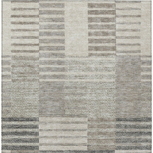 Homeroots 3' Stylish Striped Washable Area Rug For Indoor Or Outdoor Use - Durable, Easy To Clean Design Beige Polyester 613155