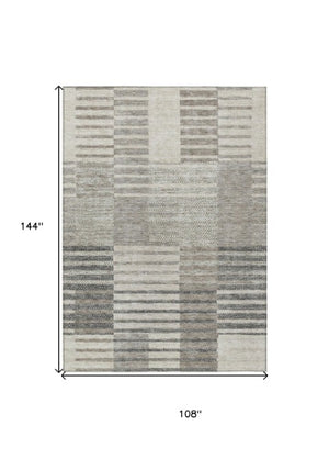 Homeroots 3' Stylish Striped Washable Area Rug For Indoor Or Outdoor Use - Durable, Easy To Clean Design Beige Polyester 613155