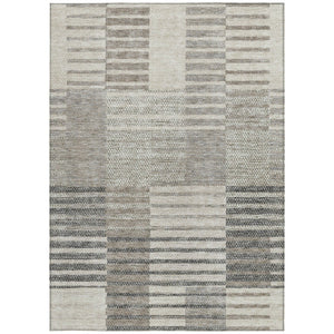 Homeroots 3' Stylish Striped Washable Area Rug For Indoor Or Outdoor Use - Durable, Easy To Clean Design Beige Polyester 613156