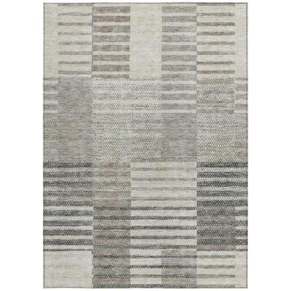 Homeroots 3' Stylish Striped Washable Area Rug For Indoor Or Outdoor Use - Durable, Easy To Clean Design Beige Polyester 613156