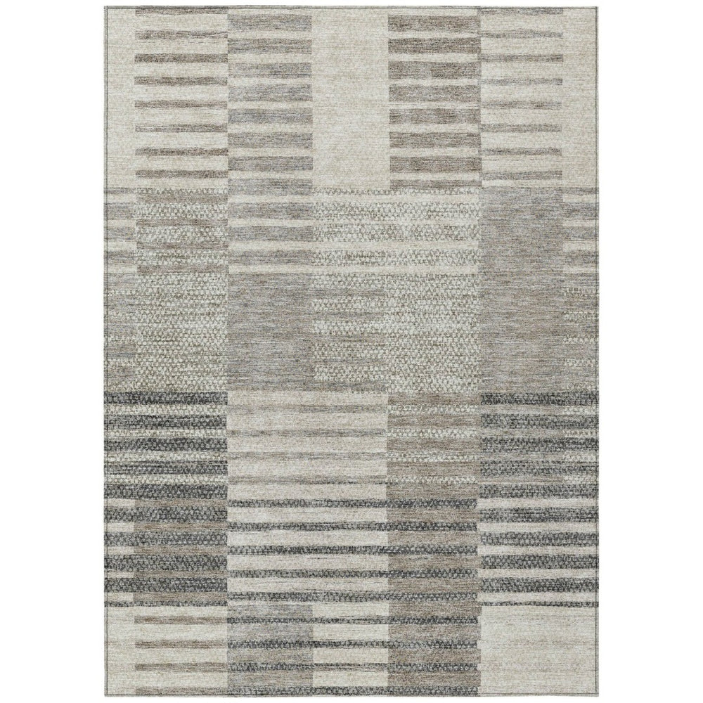 HomeRoots 5' Striped Area Rug - Washable, Durable, and Versatile for Indoor or Outdoor Spaces with Timeless Style 10' X 14' 613156
