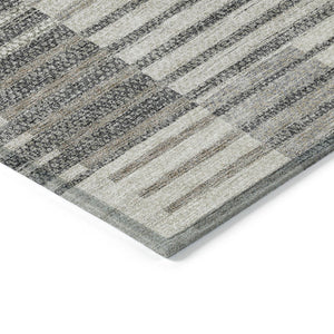 Homeroots 3' Stylish Striped Washable Area Rug For Indoor Or Outdoor Use - Durable, Easy To Clean Design Beige Polyester 613156