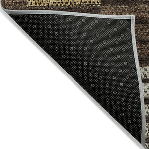 Homeroots 3' Stylish Striped Washable Area Rug For Indoor Or Outdoor Use - Durable, Easy To Clean Design Chocolate Polyester 613158