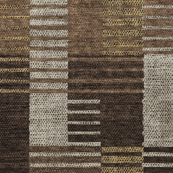 Homeroots 3' Stylish Striped Washable Area Rug For Indoor Or Outdoor Use - Durable, Easy To Clean Design Chocolate Polyester 613158