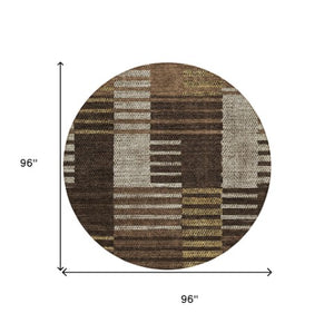 Homeroots 3' Stylish Striped Washable Area Rug For Indoor Or Outdoor Use - Durable, Easy To Clean Design Chocolate Polyester 613159
