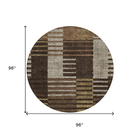 Homeroots 3' Stylish Striped Washable Area Rug For Indoor Or Outdoor Use - Durable, Easy To Clean Design Chocolate Polyester 613159