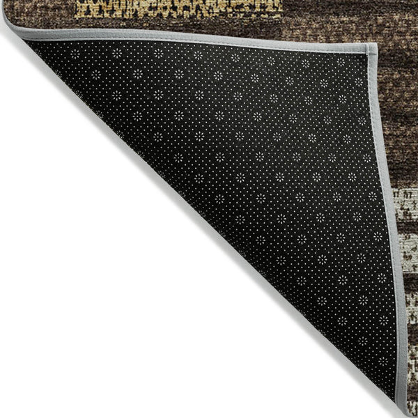 Homeroots 3' Stylish Striped Washable Area Rug For Indoor Or Outdoor Use - Durable, Easy To Clean Design Chocolate Polyester 613160