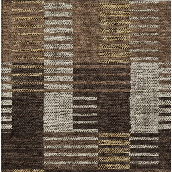 Homeroots 3' Stylish Striped Washable Area Rug For Indoor Or Outdoor Use - Durable, Easy To Clean Design Chocolate Polyester 613161