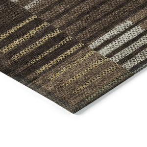 Homeroots 3' Stylish Striped Washable Area Rug For Indoor Or Outdoor Use - Durable, Easy To Clean Design Chocolate Polyester 613161