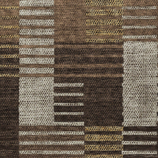 Homeroots 3' Stylish Striped Washable Area Rug For Indoor Or Outdoor Use - Durable, Easy To Clean Design Chocolate Polyester 613161
