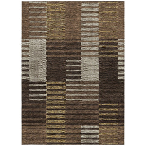 Homeroots 3' Stylish Striped Washable Area Rug For Indoor Or Outdoor Use - Durable, Easy To Clean Design Chocolate Polyester 613162
