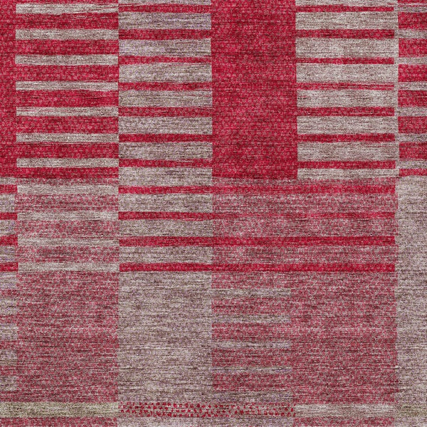 Homeroots 3' Stylish Striped Washable Area Rug For Indoor Or Outdoor Use - Durable, Easy To Clean Design Burgundy Polyester 613163