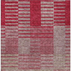 Homeroots 3' Stylish Striped Washable Area Rug For Indoor Or Outdoor Use - Durable, Easy To Clean Design Burgundy Polyester 613164