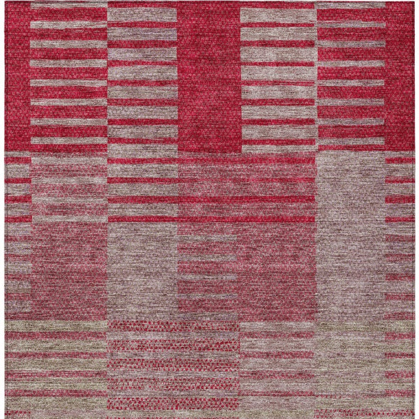 Homeroots 3' Stylish Striped Washable Area Rug For Indoor Or Outdoor Use - Durable, Easy To Clean Design Burgundy Polyester 613164