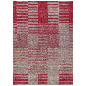 HomeRoots 5' Striped Burgundy Pink Blush Area Rug - Durable, Washable Indoor/Outdoor Design for Every Space 5' X 8' 613164