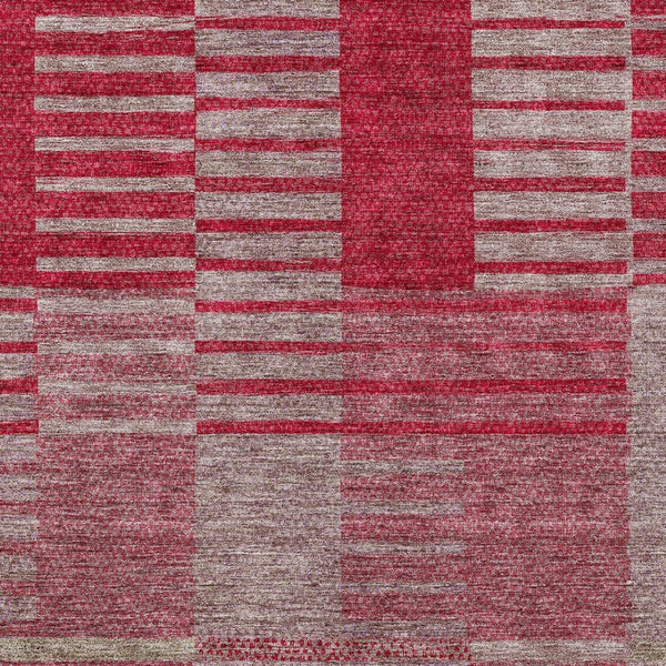 Homeroots 3' Stylish Striped Washable Area Rug For Indoor Or Outdoor Use - Durable, Easy To Clean Design Burgundy Polyester 613164
