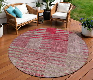 Homeroots 3' Stylish Striped Washable Area Rug For Indoor Or Outdoor Use - Durable, Easy To Clean Design Burgundy Polyester 613165
