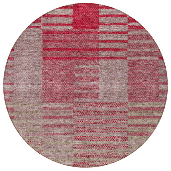 Homeroots 3' Stylish Striped Washable Area Rug For Indoor Or Outdoor Use - Durable, Easy To Clean Design Burgundy Polyester 613165