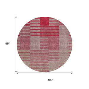 Homeroots 3' Stylish Striped Washable Area Rug For Indoor Or Outdoor Use - Durable, Easy To Clean Design Burgundy Polyester 613165