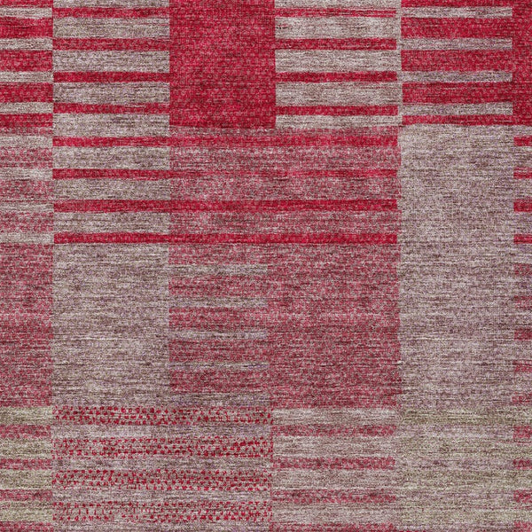 Homeroots 3' Stylish Striped Washable Area Rug For Indoor Or Outdoor Use - Durable, Easy To Clean Design Burgundy Polyester 613166
