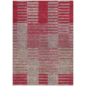 Homeroots 3' Stylish Striped Washable Area Rug For Indoor Or Outdoor Use - Durable, Easy To Clean Design Burgundy Polyester 613167