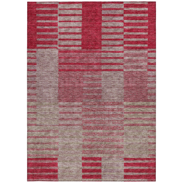 Homeroots 3' Stylish Striped Washable Area Rug For Indoor Or Outdoor Use - Durable, Easy To Clean Design Burgundy Polyester 613167