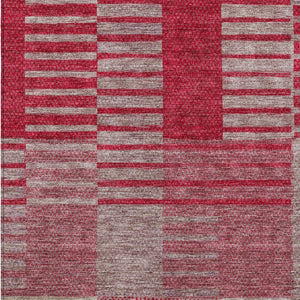Homeroots 3' Stylish Striped Washable Area Rug For Indoor Or Outdoor Use - Durable, Easy To Clean Design Burgundy Polyester 613167