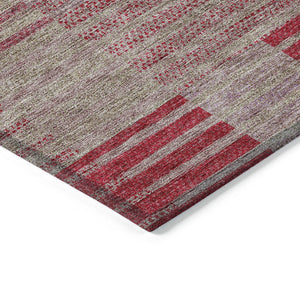 Homeroots 3' Stylish Striped Washable Area Rug For Indoor Or Outdoor Use - Durable, Easy To Clean Design Burgundy Polyester 613168