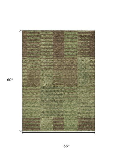 Homeroots 3' Stylish Striped Washable Area Rug For Indoor Or Outdoor Use - Durable, Easy To Clean Design Brown Polyester 613169