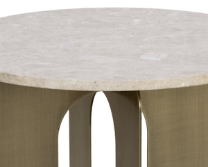 Sunpan Orlo End Table - Elegant Grey Marble Top with Antique Brass Base, Handcrafted for Unique Style