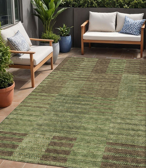 Homeroots 3' Stylish Striped Washable Area Rug For Indoor Or Outdoor Use - Durable, Easy To Clean Design Brown Polyester 613170