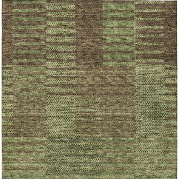 Homeroots 3' Stylish Striped Washable Area Rug For Indoor Or Outdoor Use - Durable, Easy To Clean Design Brown Polyester 613173