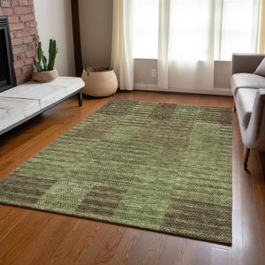Homeroots 3' Stylish Striped Washable Area Rug For Indoor Or Outdoor Use - Durable, Easy To Clean Design Brown Polyester 613173