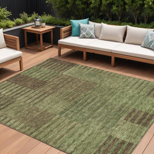 Homeroots 3' Stylish Striped Washable Area Rug For Indoor Or Outdoor Use - Durable, Easy To Clean Design Brown Polyester 613174