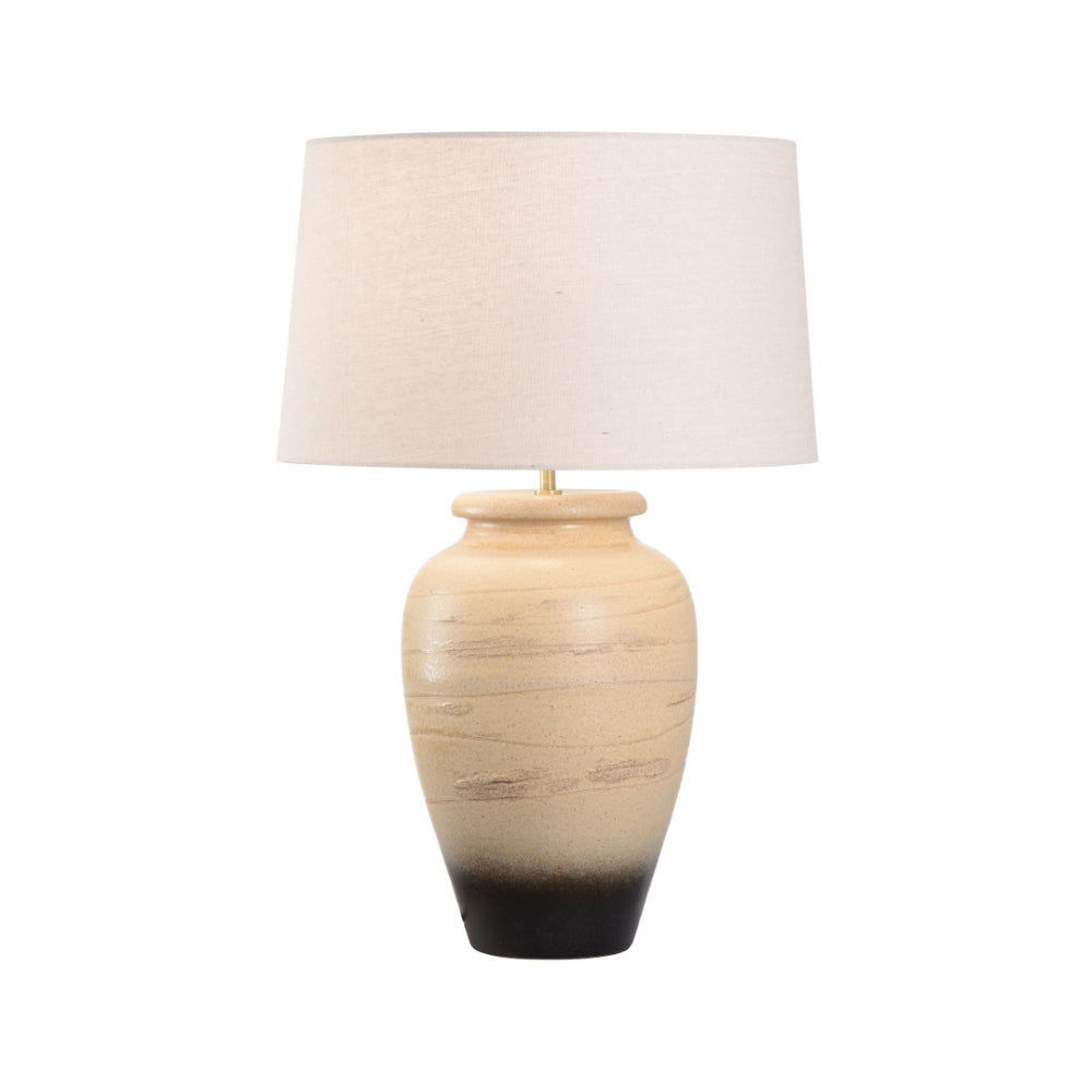 Wildwood Kento Hand-Turned Sandy Clay Table Lamp With Shiga Brown Ombré Glaze, Warm Ambient Light, 29" H 61318-2