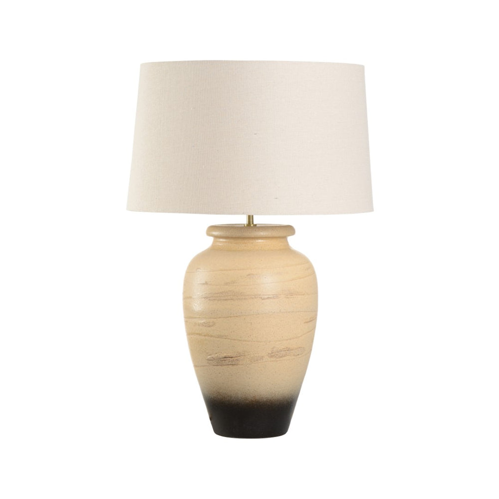 Wildwood Kento Hand-Turned Sandy Clay Table Lamp With Shiga Brown Ombré Glaze, Warm Ambient Light, 29" H 61318-2