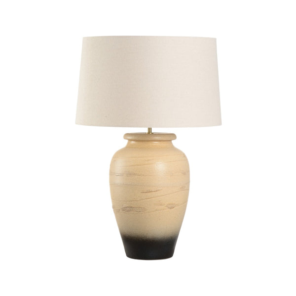 Wildwood Kento Hand-Turned Sandy Clay Table Lamp With Shiga Brown Ombré Glaze, Warm Ambient Light, 29" H 61318-2