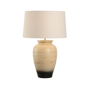 Wildwood Kento Hand-Turned Sandy Clay Table Lamp With Shiga Brown Ombré Glaze, Warm Ambient Light, 29" H 61318-2