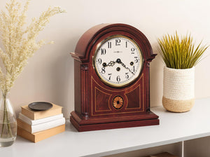 Hekman Furniture 613180 Elegant Barrister Mantel Clock With Mahogany Finish, Westminster Chime & Brass Bezel Copley Mahogany Barrister Mantel Clock 613180
