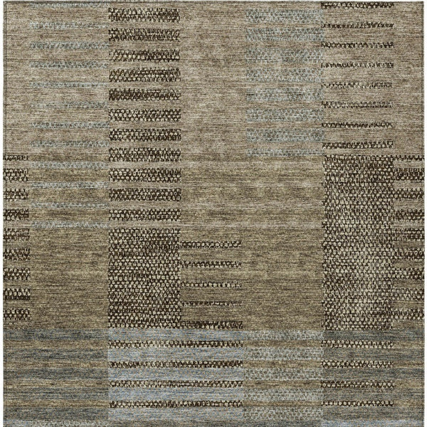 Homeroots 3' Stylish Striped Washable Area Rug For Indoor Or Outdoor Use - Durable, Easy To Clean Design Taupe Polyester 613181